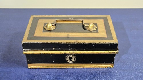 Antique toleware cash - box,