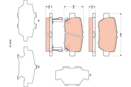 Rear brake pad set - pad, disc