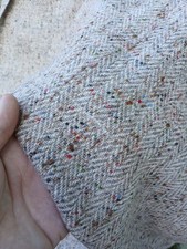 Vintage Irish wool tweed material.  18.5 ft  (5.6m) x 28 in  brown cream oatmeal