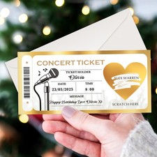 Personalised Surprise Scratch Card Concert Ticket Gift Voucher Scratch Off Card