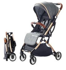 Sonarin Light Weight Travel Stroller With Trolly Handle (grey/rose Gold)