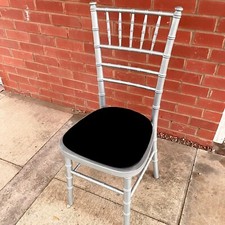 Silver Chiavari Chairs With Black Pads for hire 