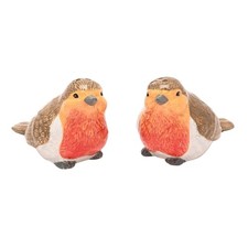 Salt & Pepper Shaker Set Robin Bird Novelty Ceramic Pots Storage Country Living