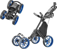 Caddytek 4 Wheel 1-Click Folding Golf Push Cart-Caddycruiser One Version 8 -Blue