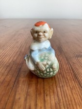 Vintage Wade Whimsies - Pixie on Acorn - Orange Hat