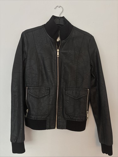 Black faux leather jacket - faux,