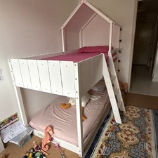 3ft Single Treehouse Bed Wooden Frame Bunk Bed Cabin Kids Children Sleeper White