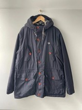 Men’s Fred Perry Hooded Parka Jacket Coat In Navy - XLarge - 2226