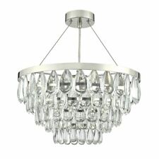 DAR LIGHTING " WALDEN" 3 LIGHT  CRYSTAL CHANDELIER PENDANT/CHROME & CRYSTAL