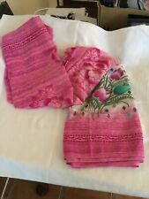 Sari/Saree length material, main colour pink with floral central running through