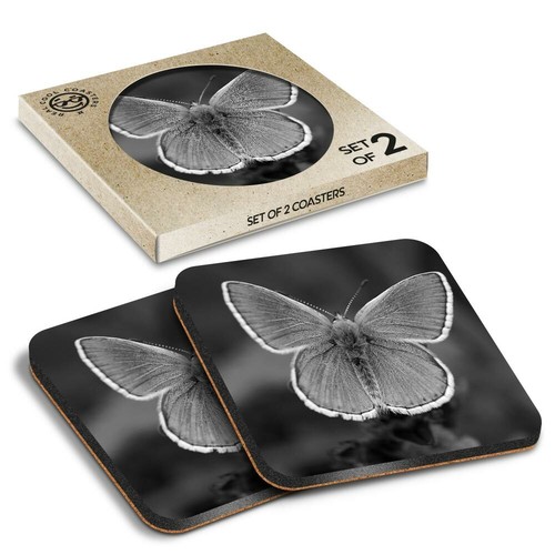 Boxed square coasters bw - boxed,