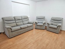 DELIVERY AVAILABLE-G Plan Grey Fabric 3 Piece Suite Sofa and Chairs