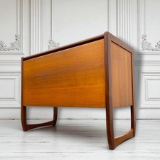 Vintage Mid Century Teak Record Cabinet Retro Vinyl  Storage Unit Danish
