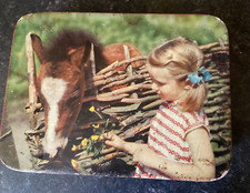 Vintage Thornes Chocolate Toffee Tin Box England, Girl Feeding Pony.