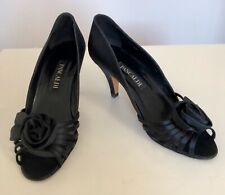 Vintage Circa 1983 Black Satin 'Rosebud' Special Occasion Shoes Size 36, UK 3.5