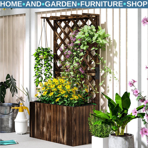 Wooden planter trellis - trellis, raised