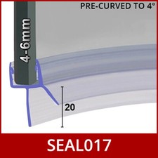 Pre Curved Shower Seal Strip | Screens, Doors or P Shaped Baths | 4 to 8mm Glass