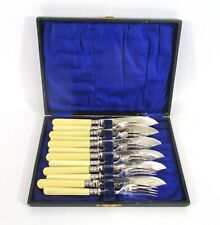 Vintage 12-Piece Set of Fish Cutlery Knives & Forks Marked EPNS