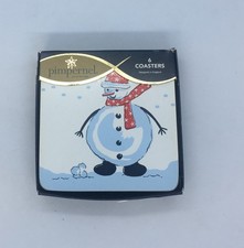 Vintage Pimpernel 6 Christmas coasters boxed Snowman design