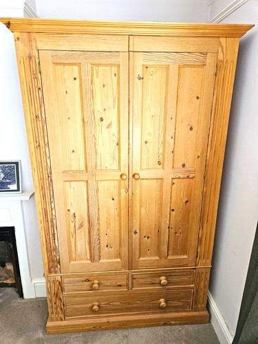 Pine freestanding wardrobe - freestanding,