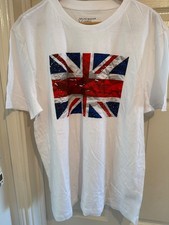 Primark Men's White T-Shirt, Union Jack Theme, Regular Fit, Size XL, Brand New