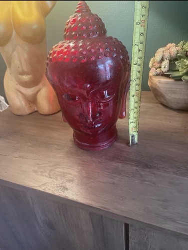 Vintage red glass buddha - glass,