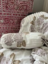 FRENCH WHITE LINEN EMBROIDERED BESPOKE CREWEL BESPOKE LILAC BEDSPREAD CURTAINS