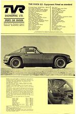 TVR Vixen S3 1971-72 UK Market Single Sheet Sales Brochure