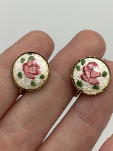Vintage enamel rose screw - rose,