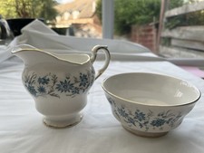 Colclough Braganza Bone China Milk Jug & Sugar Bowl Blue Floral