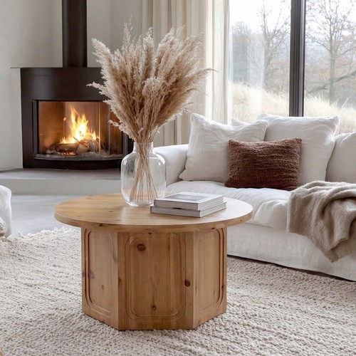Solid wood round coffee - round, table