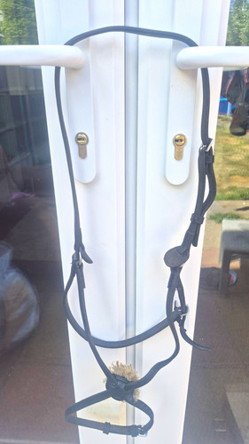 Black leather horse noseband - black,