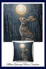 1PC Moon Gazing Hare/Rabbit Complete Cushion Case & Core - 45 x 45 cm Christmas