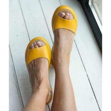 Women Slingback Sandals Ladies Open Toe Wedge Casual Slippers Flat Shoes Summer