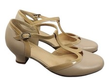 Hotter Rumba Shoes Nude Beige Leather Mary Jane Mid Heel Work Smart UK 5 EU 38