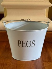 VINTAGE METAL CLOTHES PEG BUCKET, JOHN LEWIS, KITCHEN LAUNDRY UTILITY STORAGE 