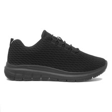 Womens Trainers Black Slip On Bungee Laces Knitted Flexible School Carant SIZE