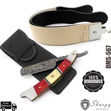 Damascus Steel Straight Razor Cut Throat/ Salon Shaving Free Leather Belt+ Pouch