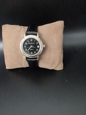 Pre Owned Philip Mercier Ladies Watch Gold Tone And Black Leather Strap