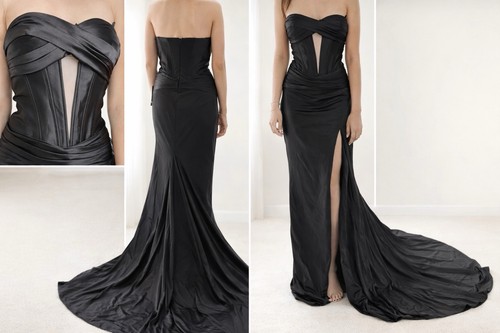 Black strapless corset gown - corset,