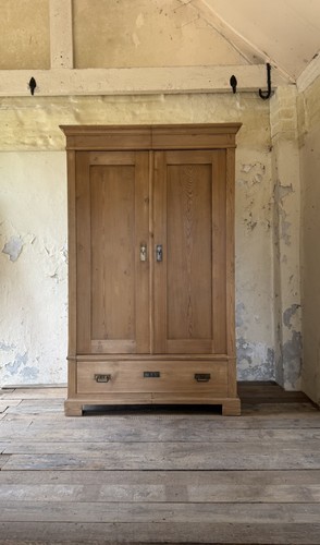 Antique solid pine wardrobe - pine,