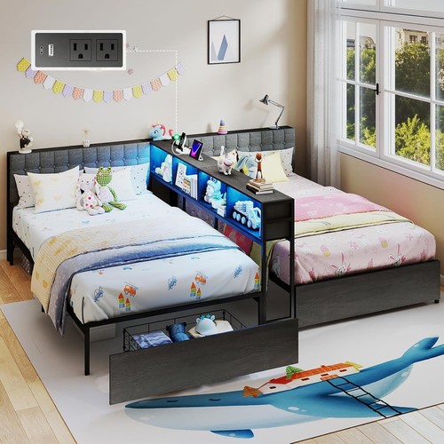 Double twin corner bed frame - corner,