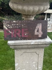 Vintage Wooden Sign SUPERMARINE AVIATION WORKS Ltd. FIRE Plaque