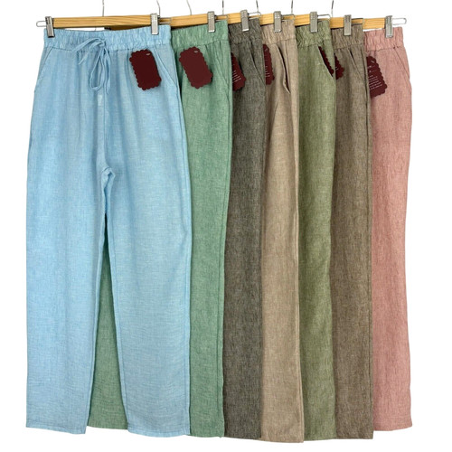 Womens cotton linen look slim - linen,