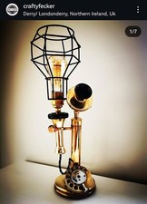Vintage Candlestick Phone Lamp by Crafty Fecker Antique retro cool statement