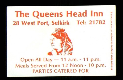 Matchbox label pub the queens - matchbox,
