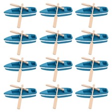 12 Sets Wooden Boat Mini Rowboat Decorations for Party Canoe Figurine Toy