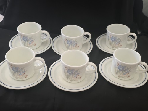 Six vintage blue iris pyrex - vintage,