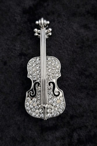 Violin brooch silver tone - violin,