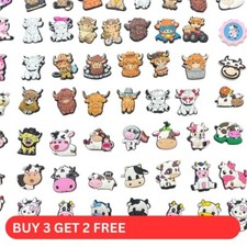 Cute Dairy Cow & Highland Cow Croc Shoe Charms – Fits Clog Shoes – Farm Animal